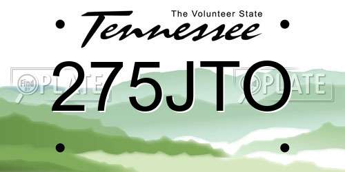 275JTO Tennessee License Plate