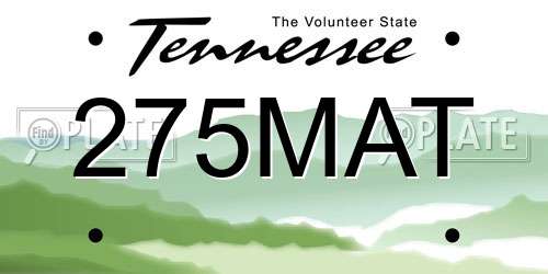 275MAT Tennessee License Plate