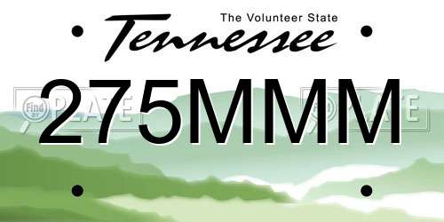 275MMM Tennessee License Plate