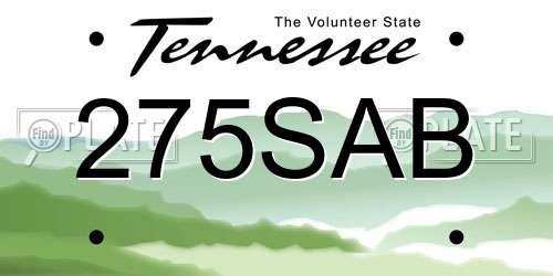 275SAB Tennessee License Plate