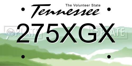 275XGX Tennessee License Plate
