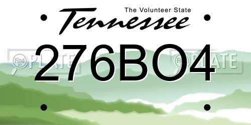 276BO4 Tennessee License Plate