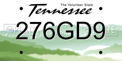 276GD9 Tennessee License Plate
