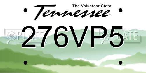 276VP5 Tennessee License Plate