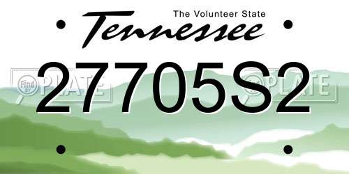 27705S2 Tennessee License Plate