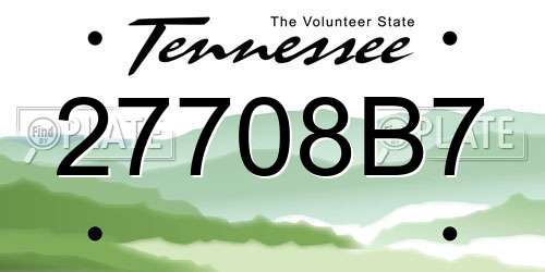 27708B7 Tennessee License Plate