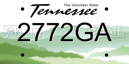 2772GA Tennessee License Plate