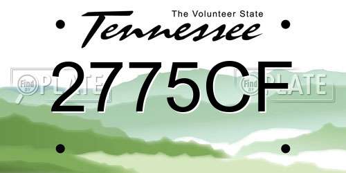 2775CF Tennessee License Plate