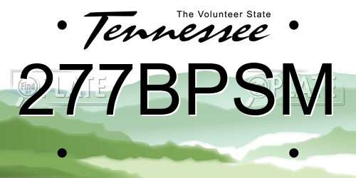 277BPSM Tennessee License Plate