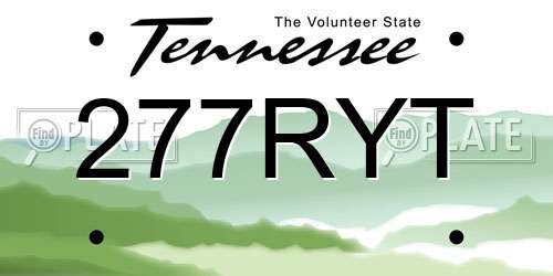 277RYT Tennessee License Plate