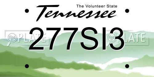 277SI3 Tennessee License Plate