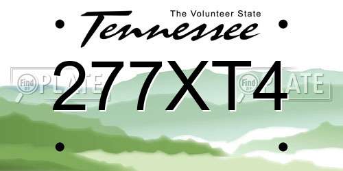 277XT4 Tennessee License Plate