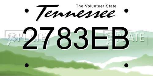 2783EB Tennessee License Plate