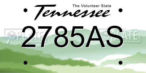 2785AS Tennessee License Plate