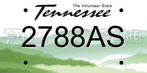 2788AS Tennessee License Plate