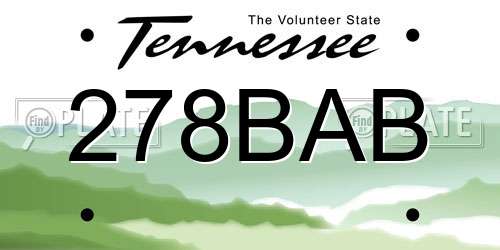 278BAB Tennessee License Plate