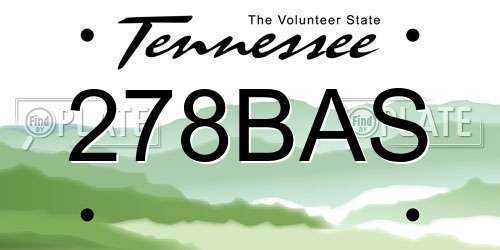 278BAS Tennessee License Plate