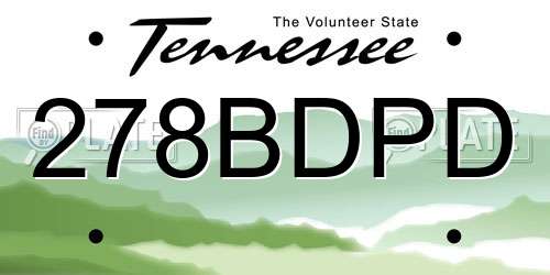 278BDPD Tennessee License Plate
