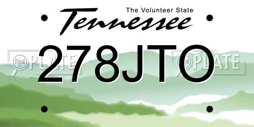 278JTO Tennessee License Plate