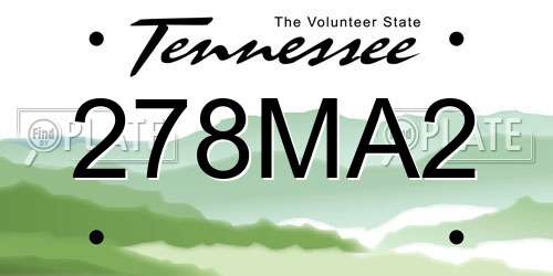 278MA2 Tennessee License Plate