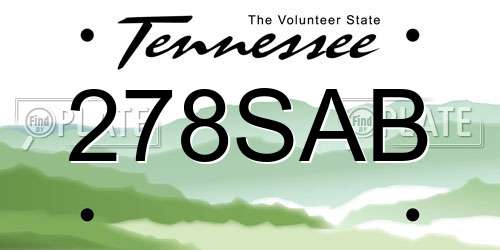 278SAB Tennessee License Plate