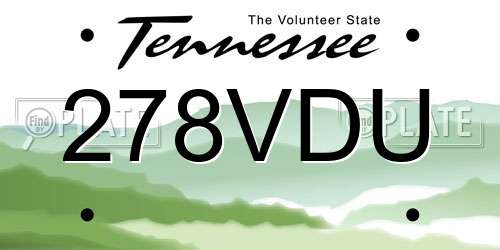 278VDU Tennessee License Plate