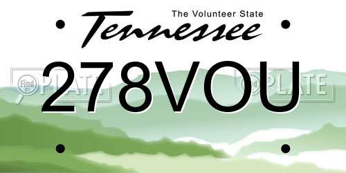 278VOU Tennessee License Plate