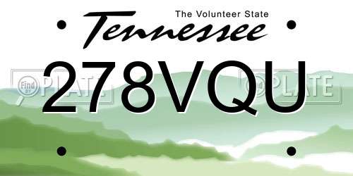 278VQU Tennessee License Plate