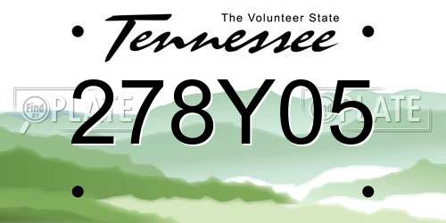 278Y05 Tennessee License Plate