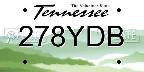 278YDB Tennessee License Plate