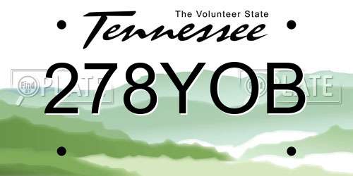 278YOB Tennessee License Plate