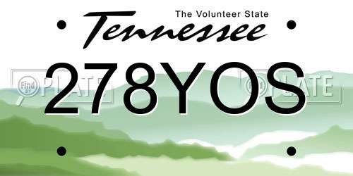 278YOS Tennessee License Plate