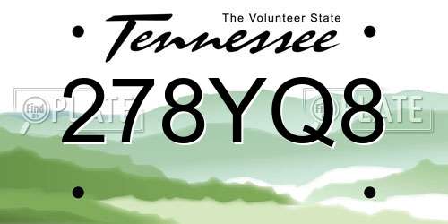 278YQ8 Tennessee License Plate