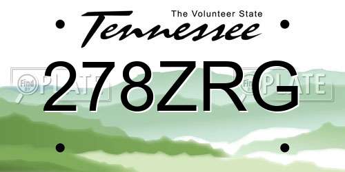 278ZRG Tennessee License Plate