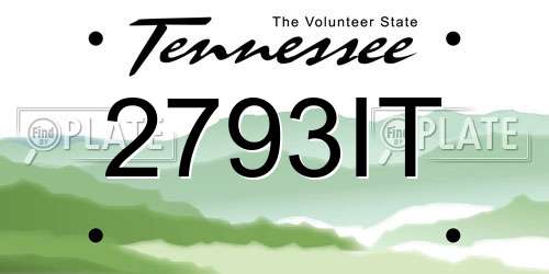2793IT Tennessee License Plate