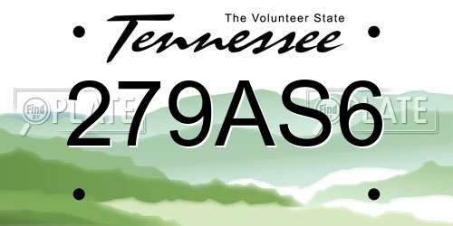 279AS6 Tennessee License Plate