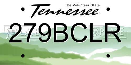 279BCLR Tennessee License Plate