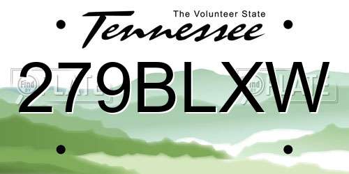 279BLXW Tennessee License Plate
