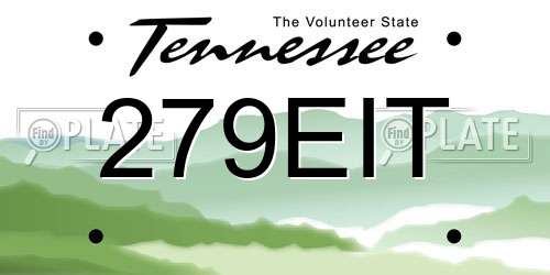 279EIT Tennessee License Plate