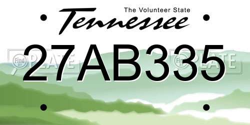27AB335 Tennessee License Plate