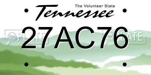 27AC76 Tennessee License Plate