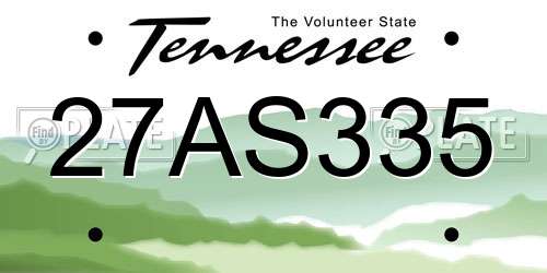 27AS335 Tennessee License Plate