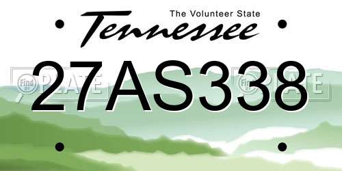 27AS338 Tennessee License Plate