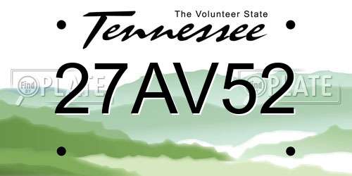 27AV52 Tennessee License Plate
