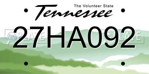 27HA092 Tennessee License Plate