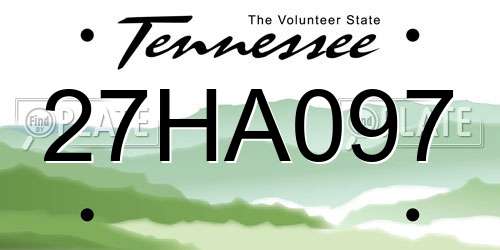 27HA097 Tennessee License Plate