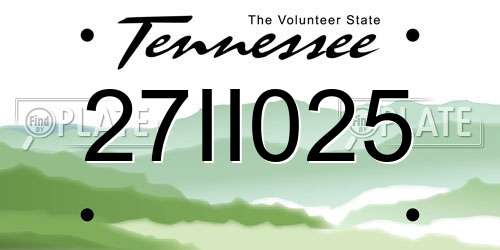 27II025 Tennessee License Plate