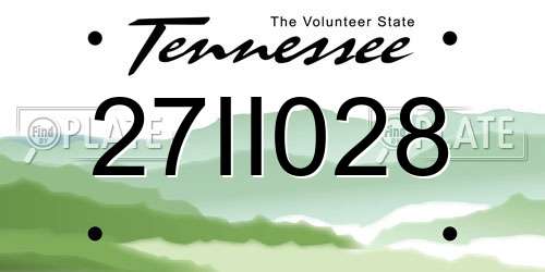 27II028 Tennessee License Plate
