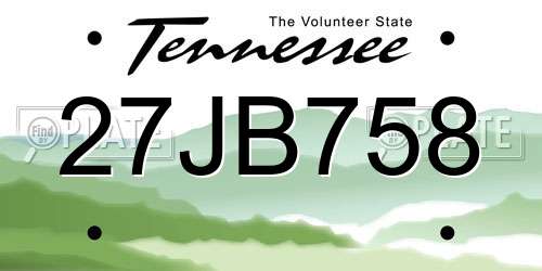 27JB758 Tennessee License Plate