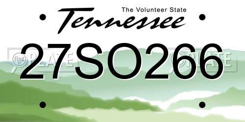 27SO266 Tennessee License Plate
